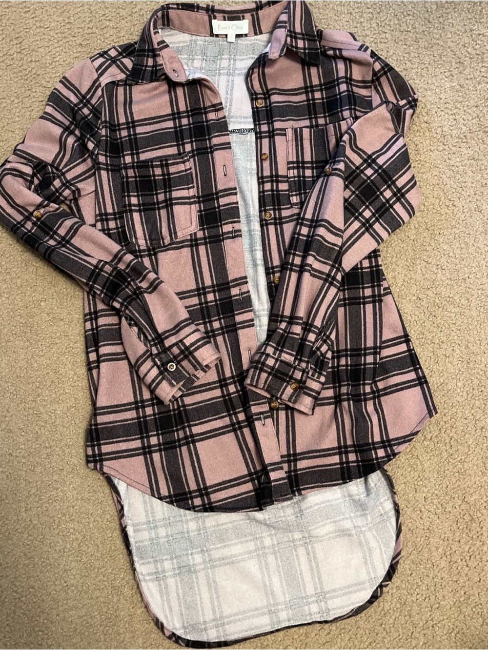 Eden & Olivia Pink and Black Plaid Flannel